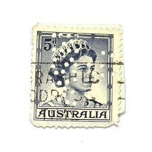 Vintage Queen Elizabeth White Blue Australia Collectible Stamp